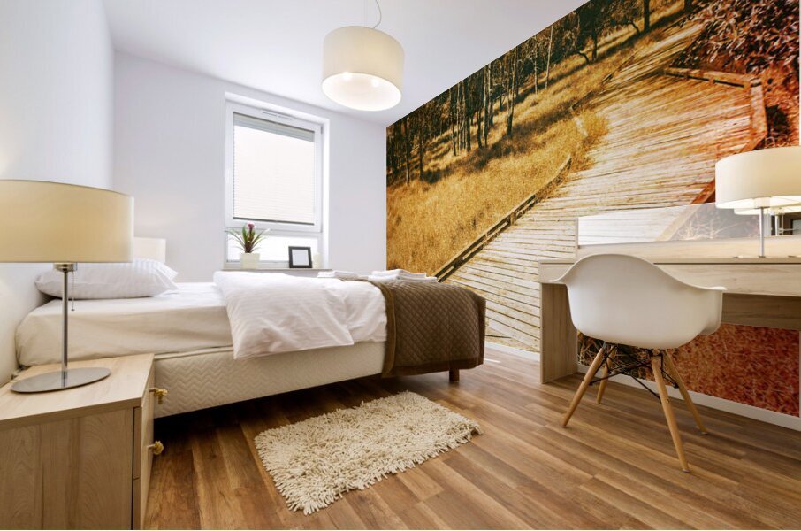 Path to autumn marshlands Mural print