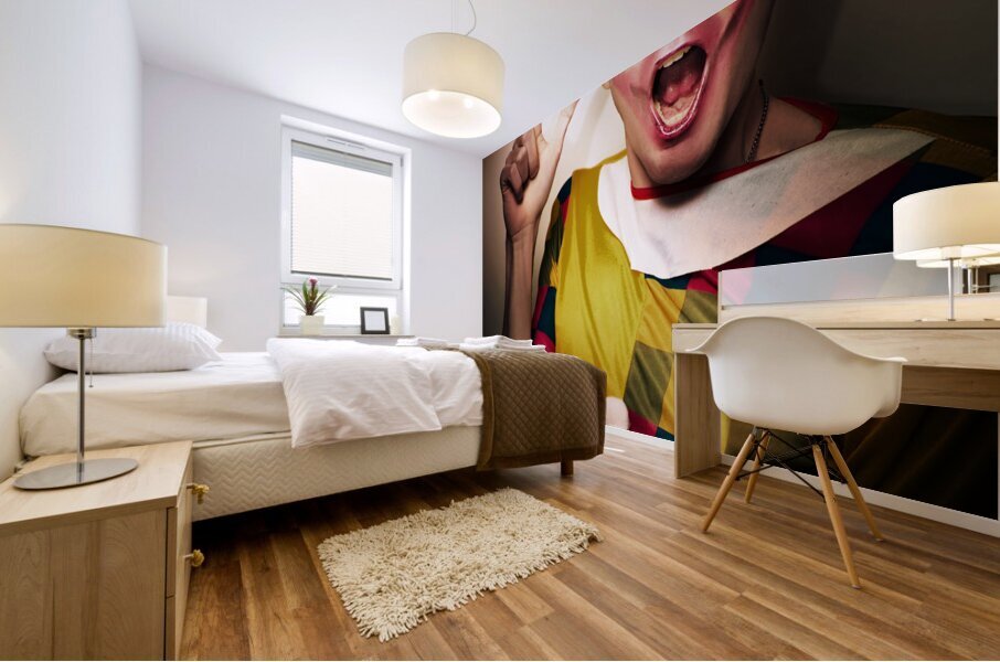 Clown Bank Robber Performing A Copyspace Holdup Mural print