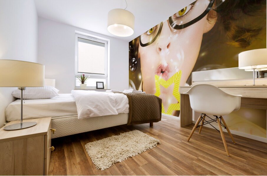 Pretty Geek Girl At Birthday Party Celebration Mural print