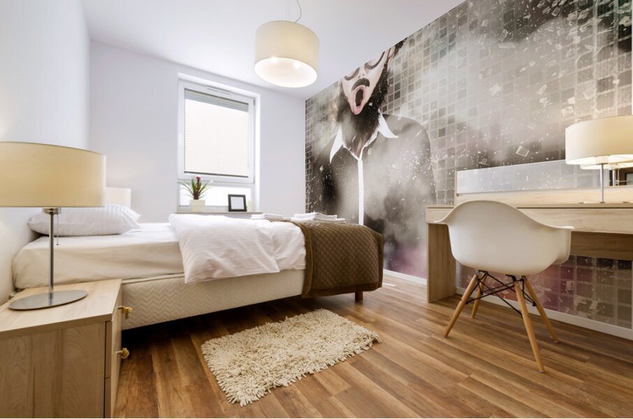 Mad scientist with solution to chemical reaction  Mural print