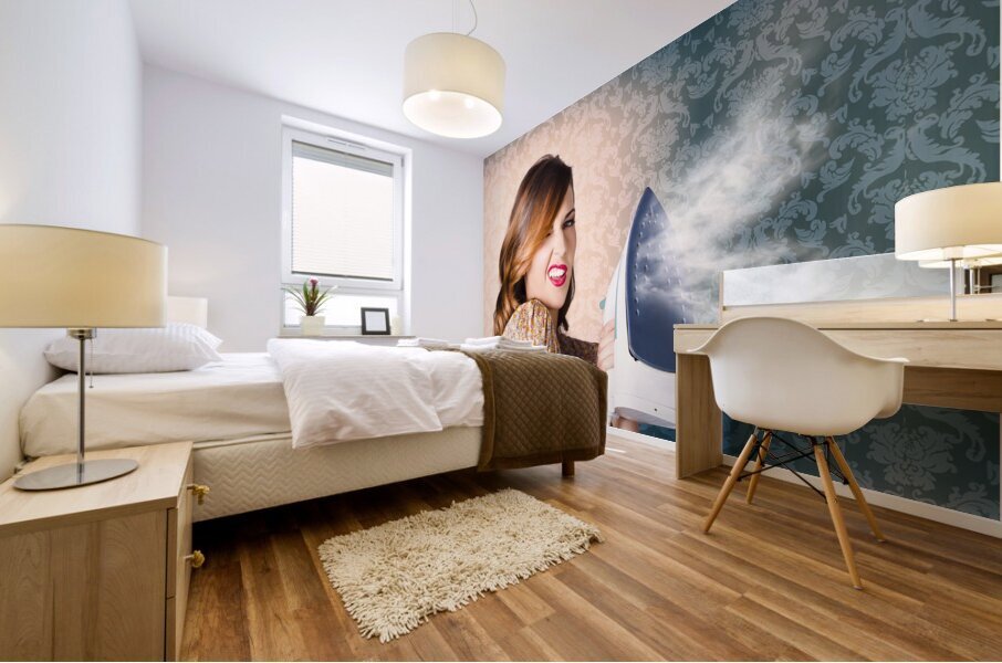 Young Cleaning Housewife With Hot Fashion Style Mural print