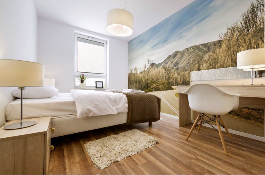 Rural road to Australian mountains Mural print