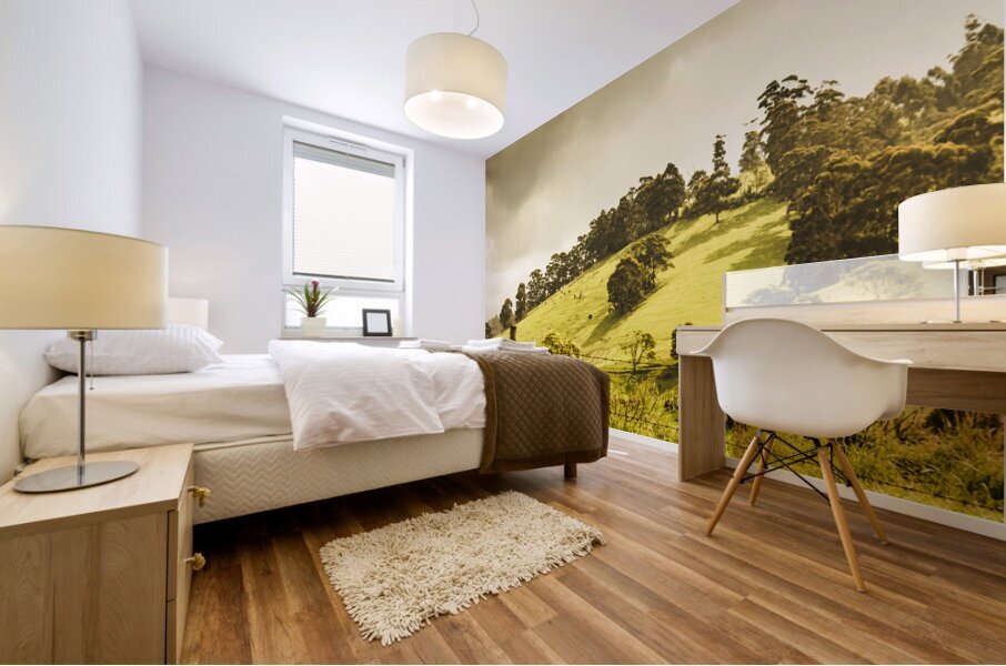 Lush green country farmland Mural print