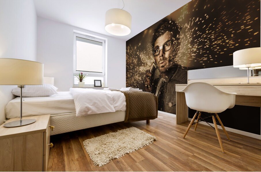 Funny male beauty and fashion nerd Mural print