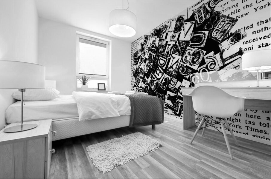 Ink and block Mural print