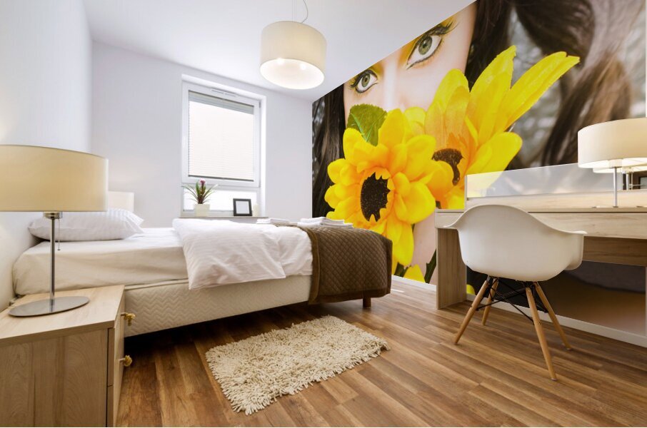 Woman With Flowers Mural print