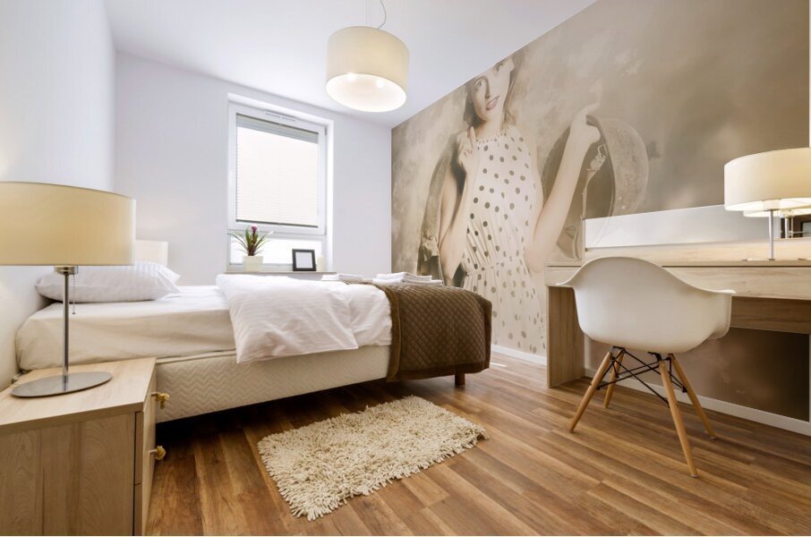 WWII tour of duty pin-up woman Mural print