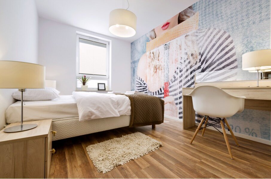 Window cleaner washing shop window. Clearance  Mural print