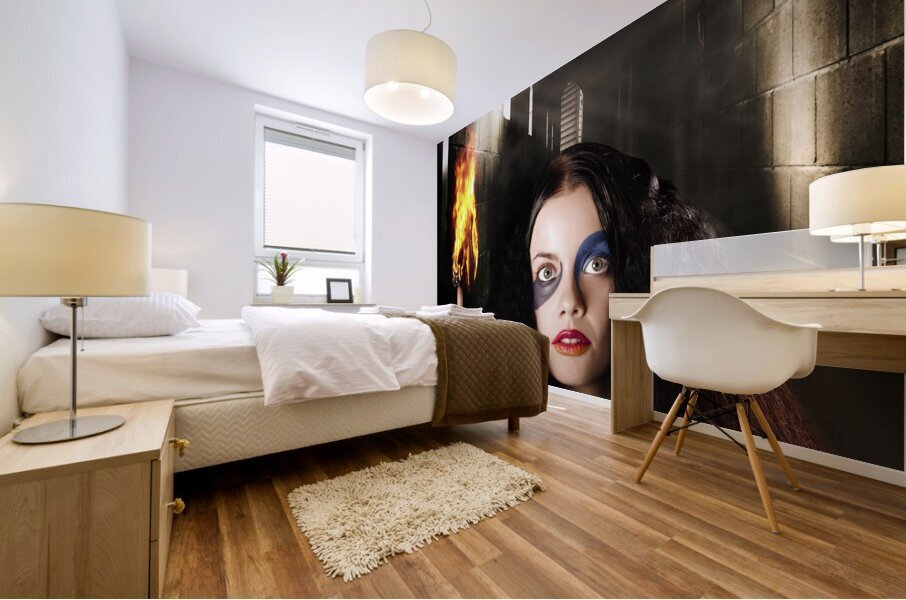 Fantasy jester walking magical halls of illusion Mural print