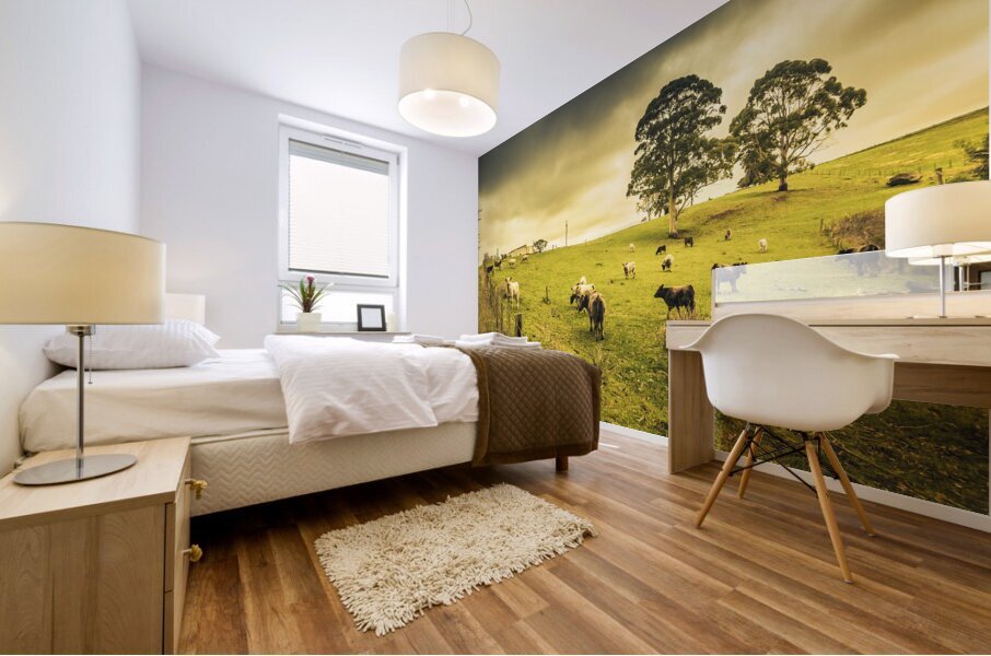 Colourful Australian cattle station Mural print