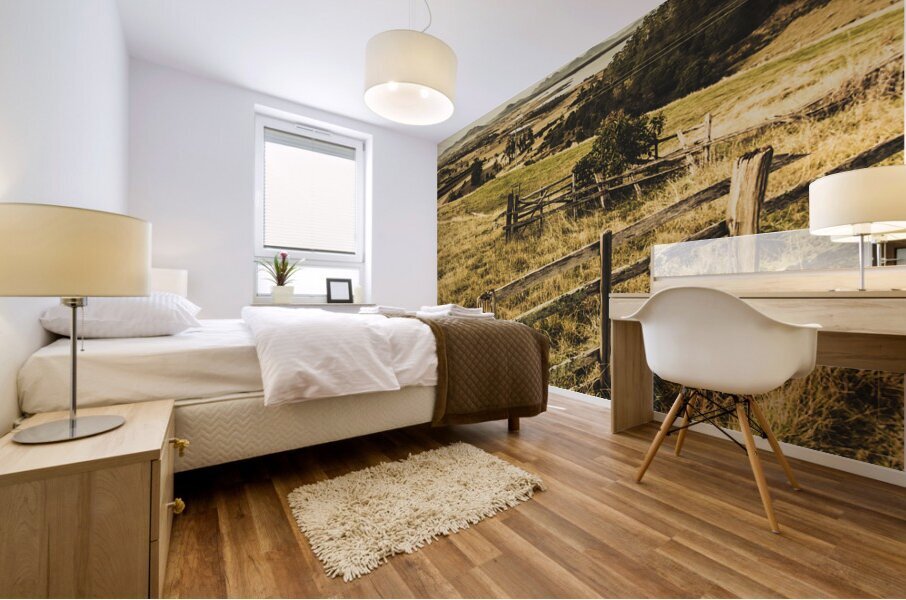 Rustic and weathered farm view  Mural print