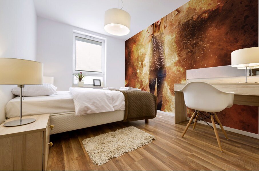 Retro pinup girl soldier with fashion pride Mural print