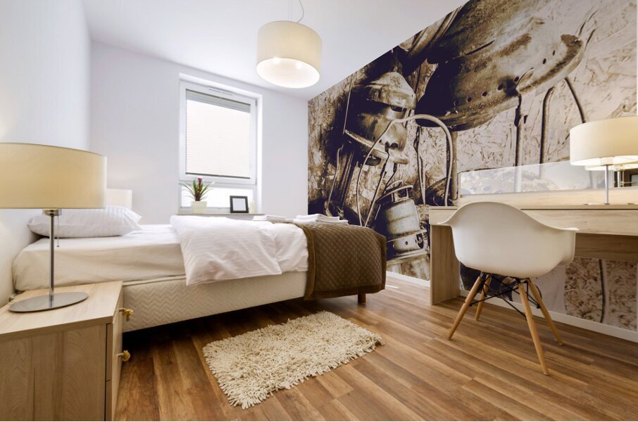 Closeup Of Antique Oil Lamps Mural print