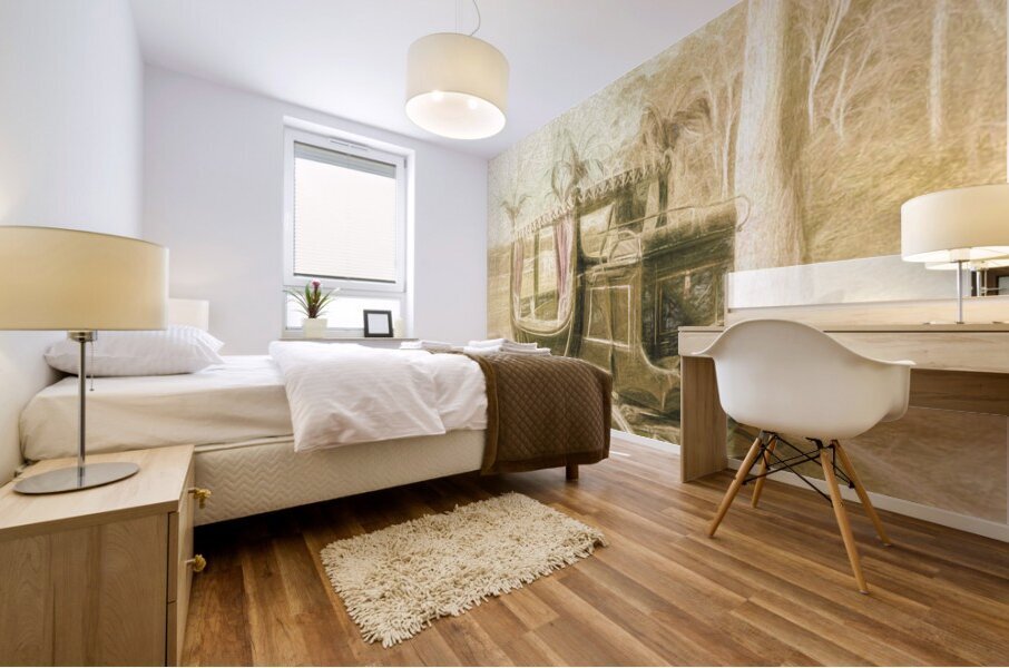 Horse drawn funeral cart  Mural print