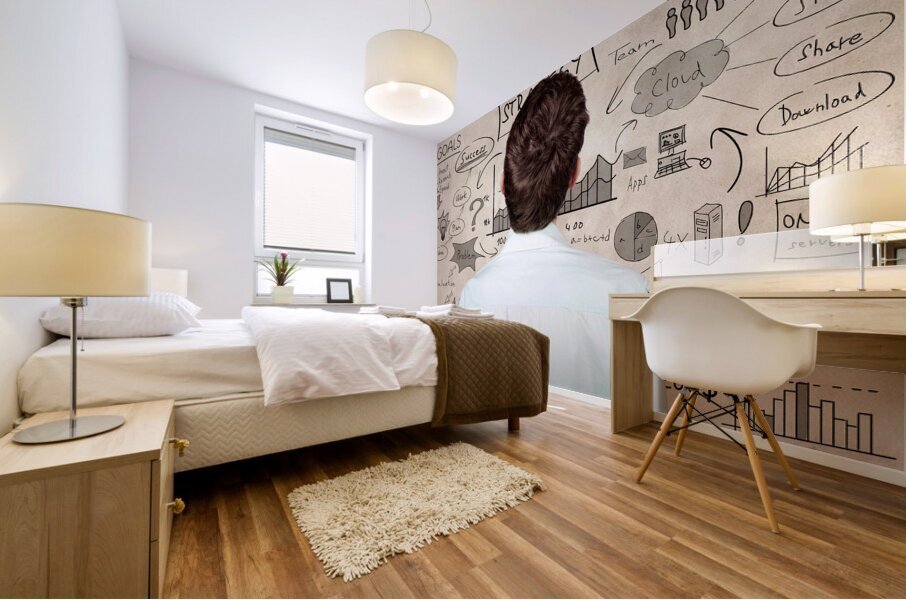 Creative businessman looking to plan business idea Mural print
