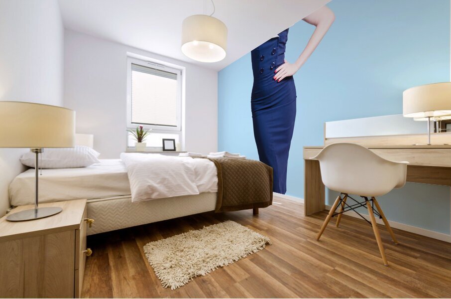 Young retro pinup girl wearing sailor uniform Mural print