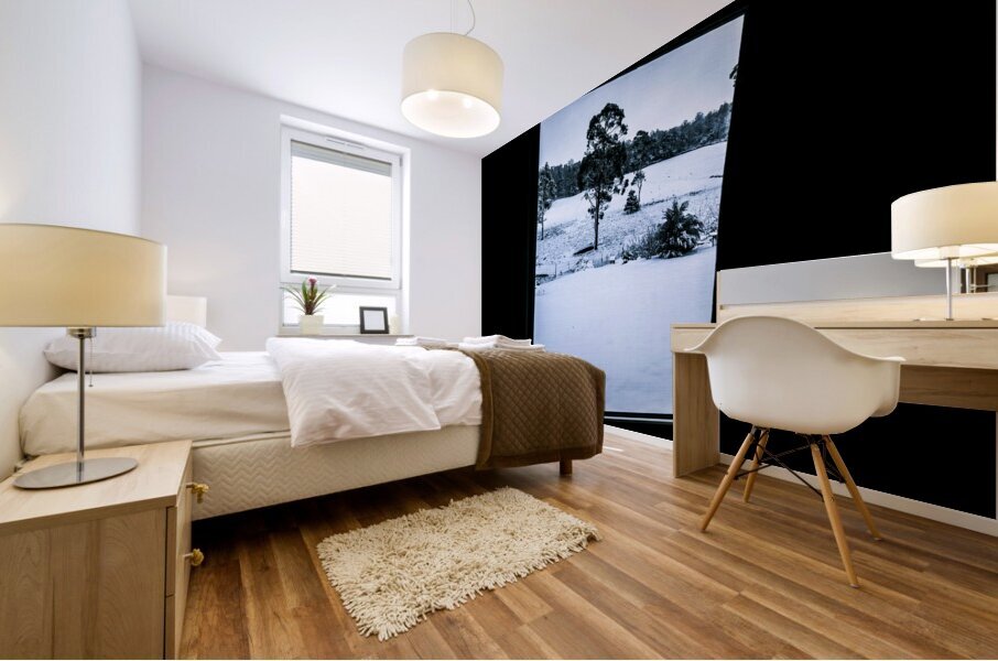 Black and blue snow landscape Mural print