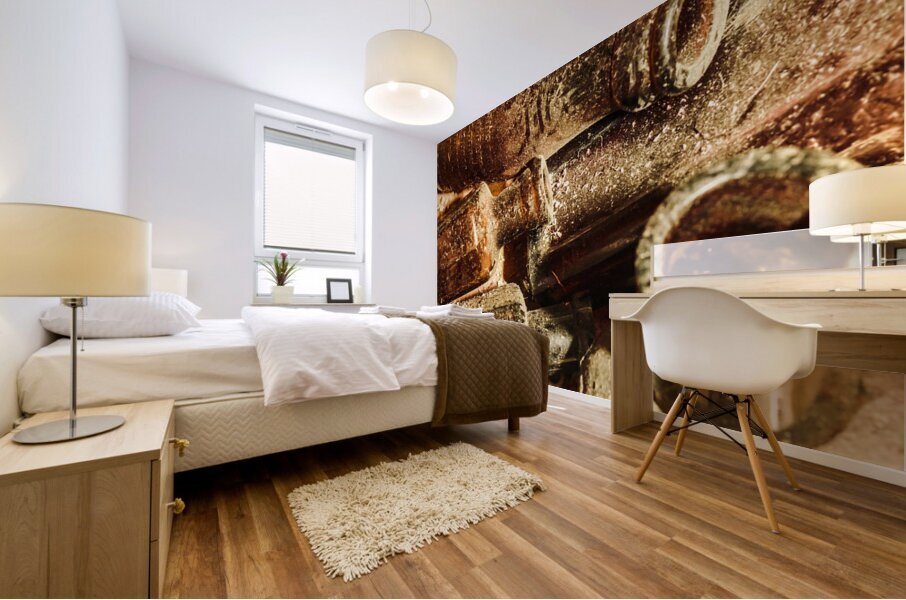 Dust covered medicine bottles Mural print