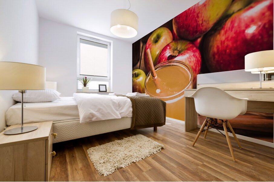 Glass of fresh apple cider Mural print