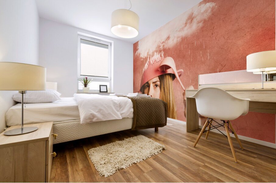 Thinking pinup baker Mural print