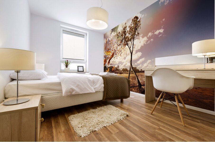 Tree leaves on a sea change Mural print