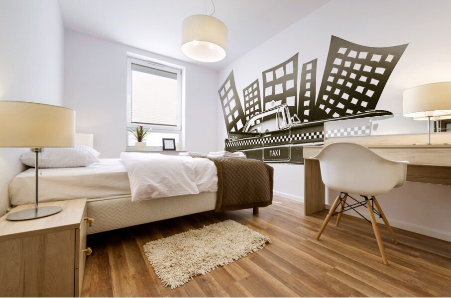 Taxicab town Mural print