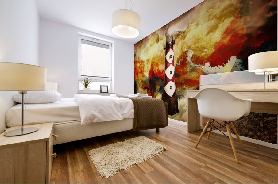 Fire on lighthouse hill Mural print