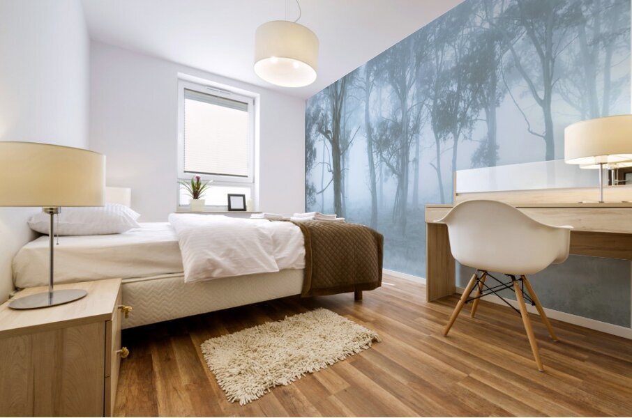 Wild blue woodland Mural print