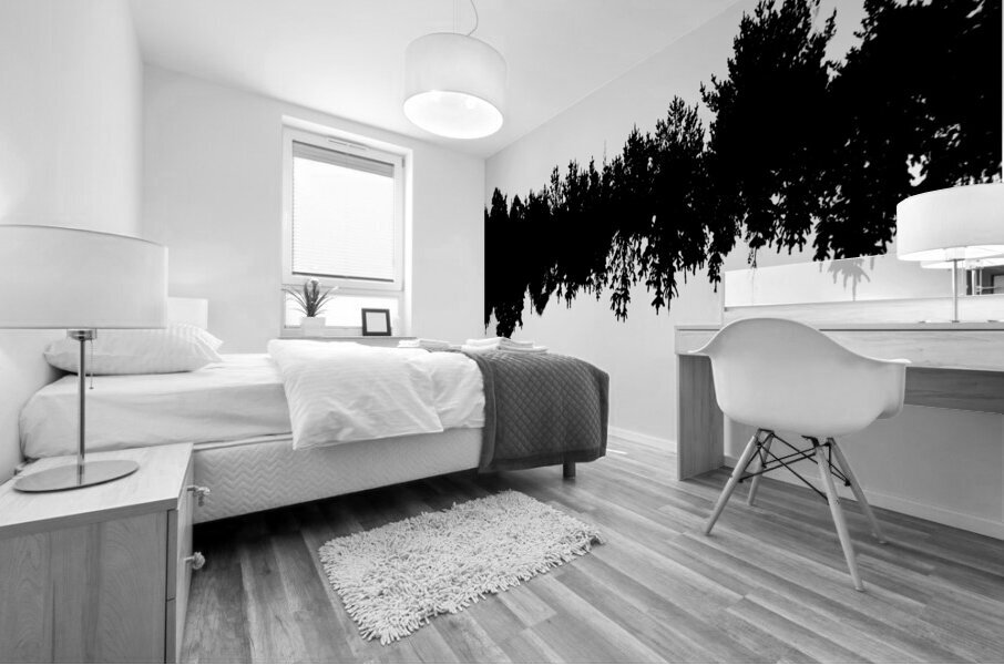 Sound waves made of trees reflected Mural print