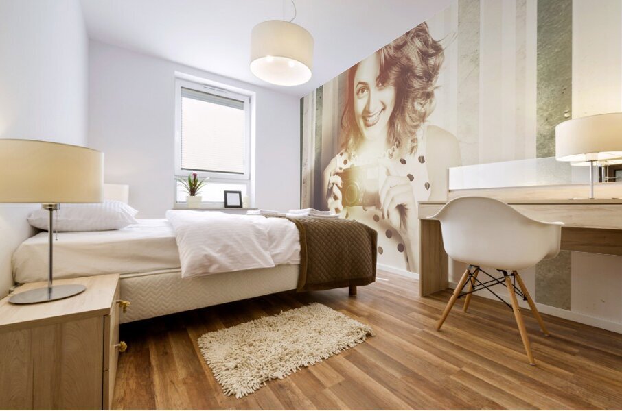 Female pinup photographer Mural print