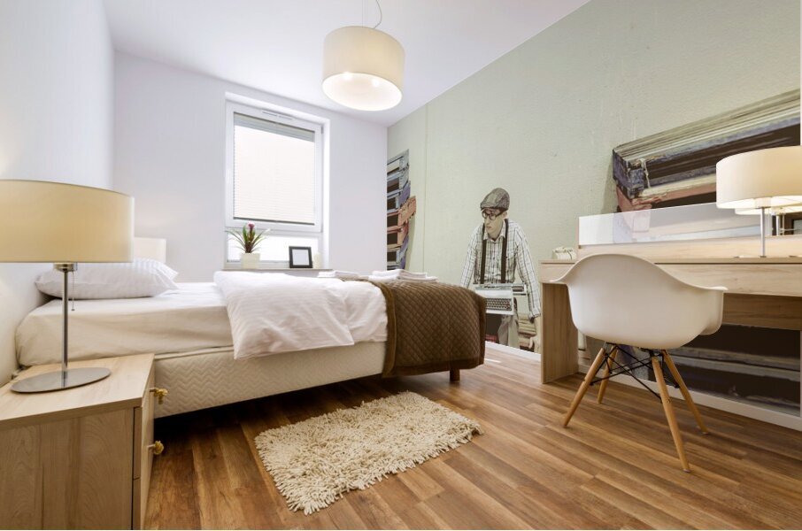 Retro man dreaming up literary ideas Mural print