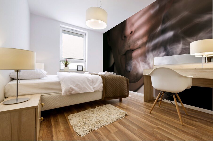 Business Man Smoking Cigar In Victory And Success Mural print