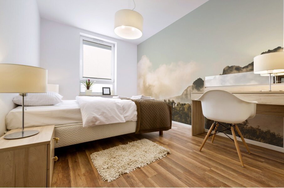 Misty mountain peaks Mural print