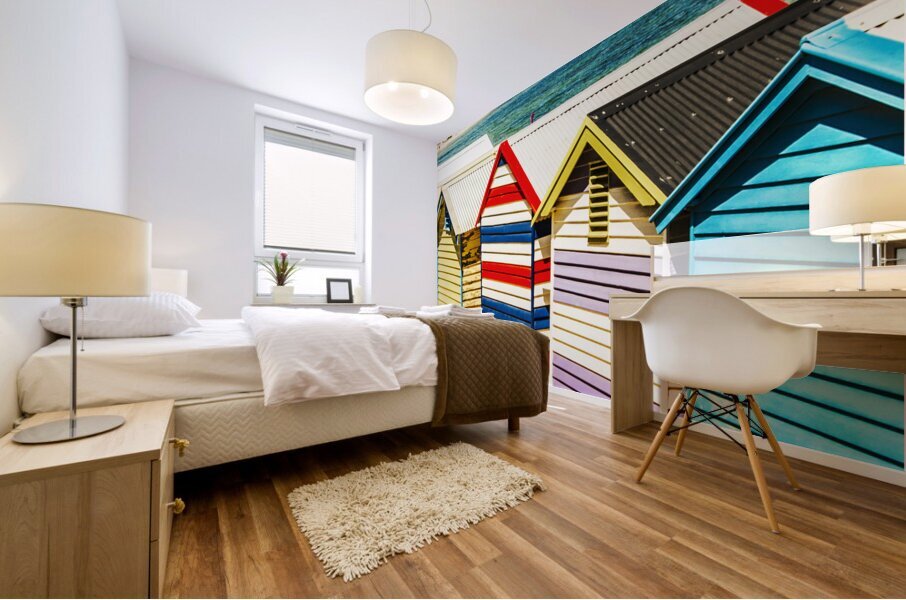 Retro beach boxes Mural print