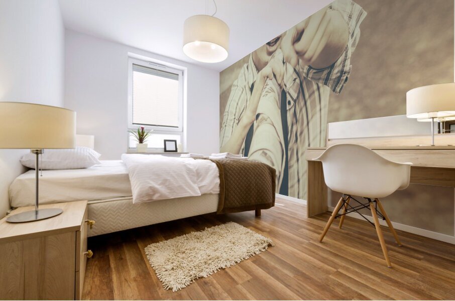 Paper boy yelling out breaking news headlines Mural print