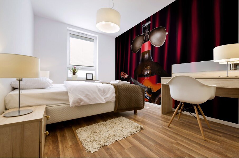 Beer bottle music performer playing opening act Mural print