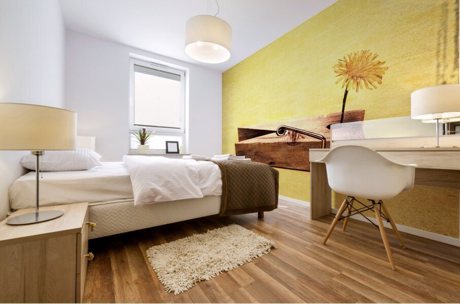 Clothespins and dandelions Mural print
