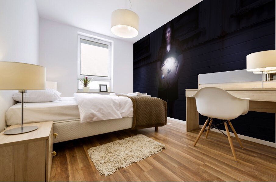 Woman Clock Nighttime Mural print