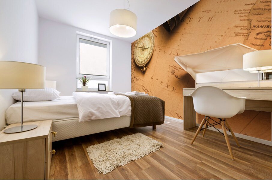 Origami paper boats on a voyage of exploration Mural print