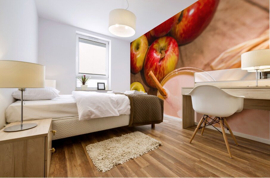 Fresh apple juice with cinnamon Mural print