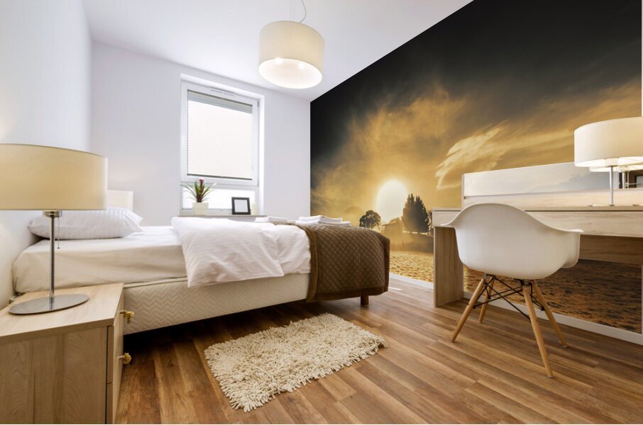 Farmyards and silhouettes Mural print