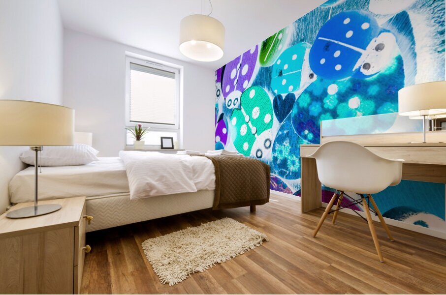 Love leaves and ladybeetles Mural print