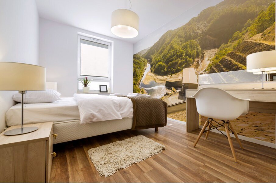 Western wilderness hydro dam Mural print