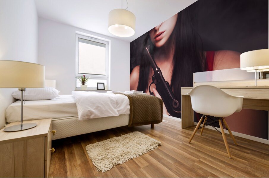 Mobster Toting A Gun Mural print