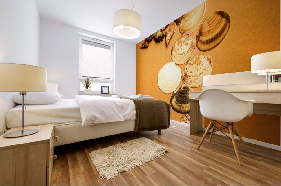 Marine Seashell Seahorse Design Mural print