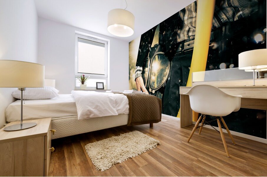 Man with gas mask. New beginning. Sky’s the limit Mural print