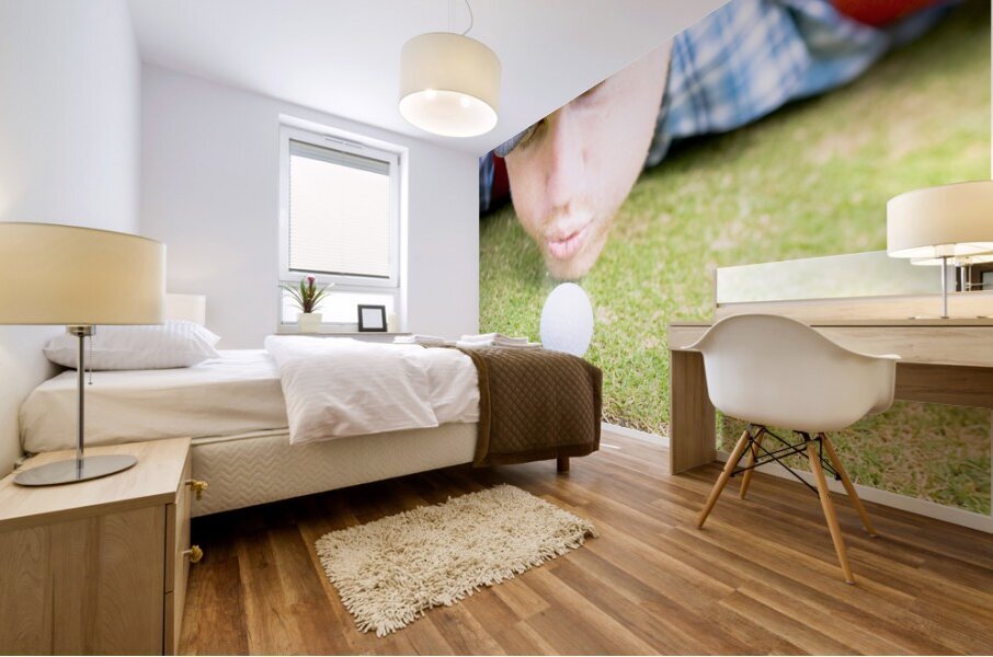 Golf Player Blowing The Ball Mural print