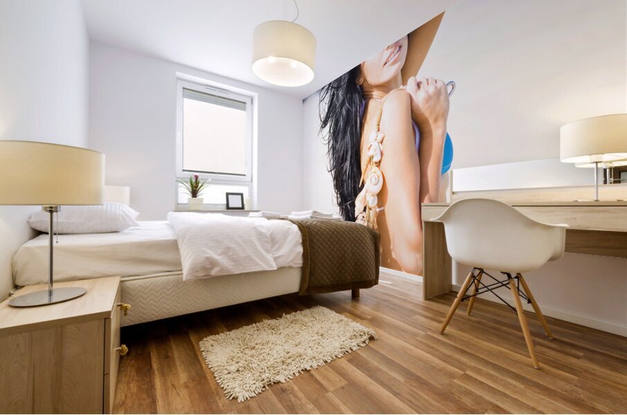 Girl Relaxing On Beach Mural print