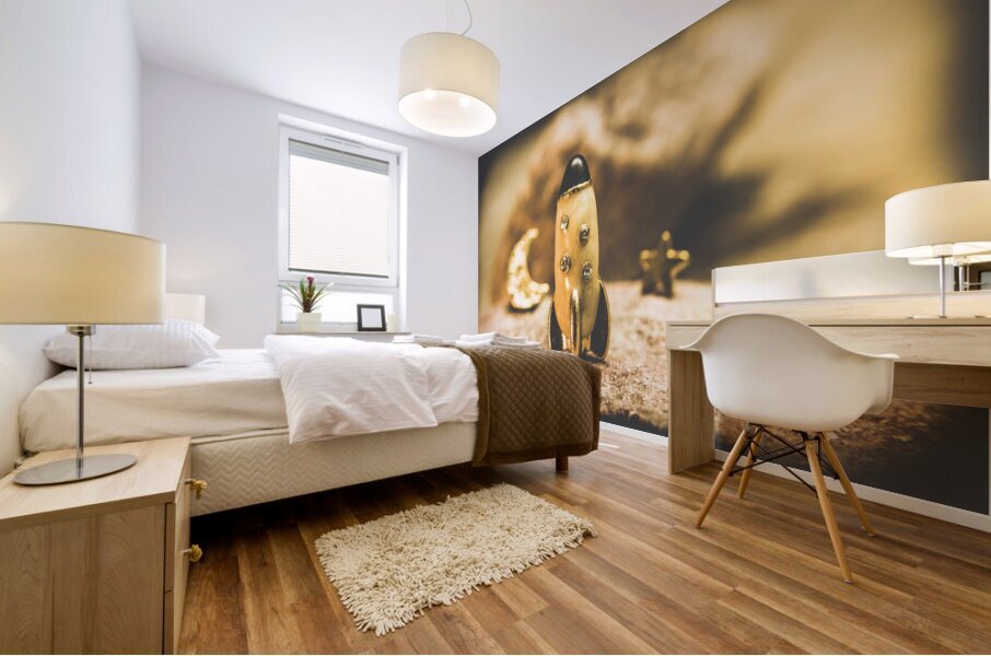 Moon rocket at space station on the dark side Mural print