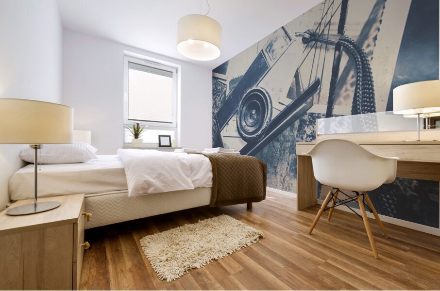 Retro camera and instant photos Mural print